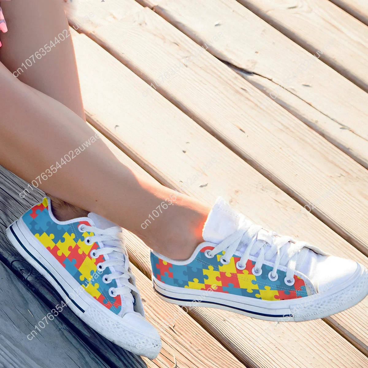 Autism Awareness Sneakers Shoes Women Flats Shoes Unisex Classic Low Top Canvas Shoes Female Puzzle Tenis Feminino