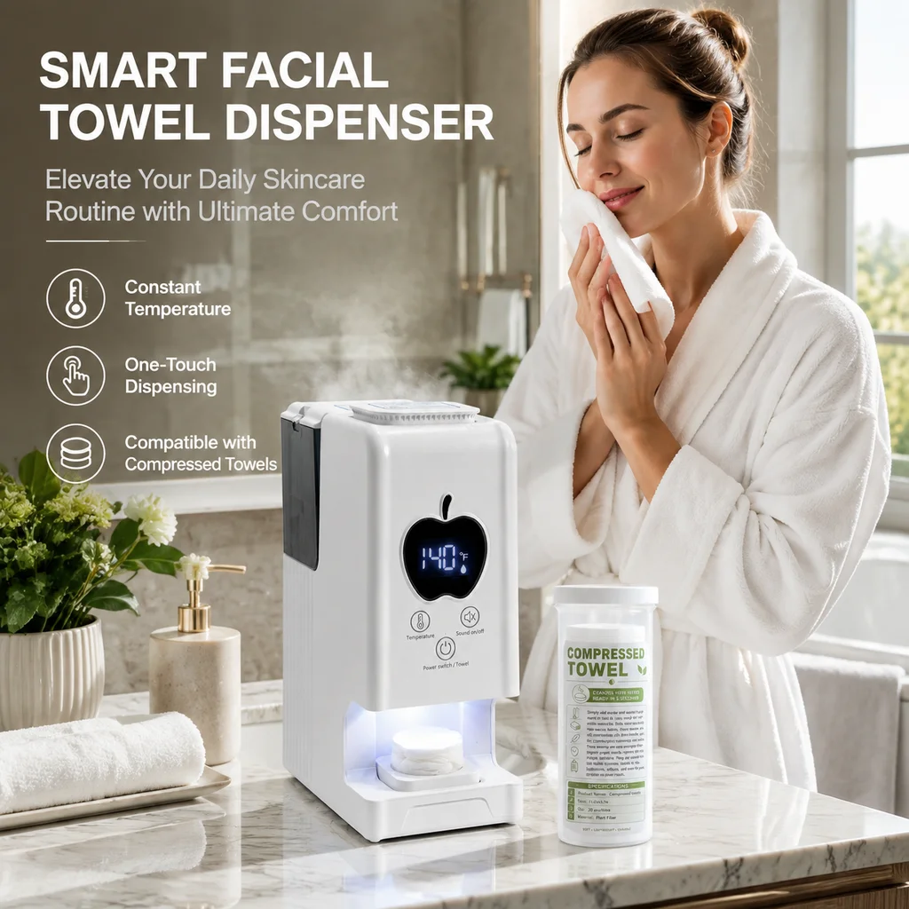 Steam Towel Heater | 3-Temp Settings 55-65°C, LED Display Facial Hot Towel Steamer, Facial Heat Therapy Machine, Comes with 20/4