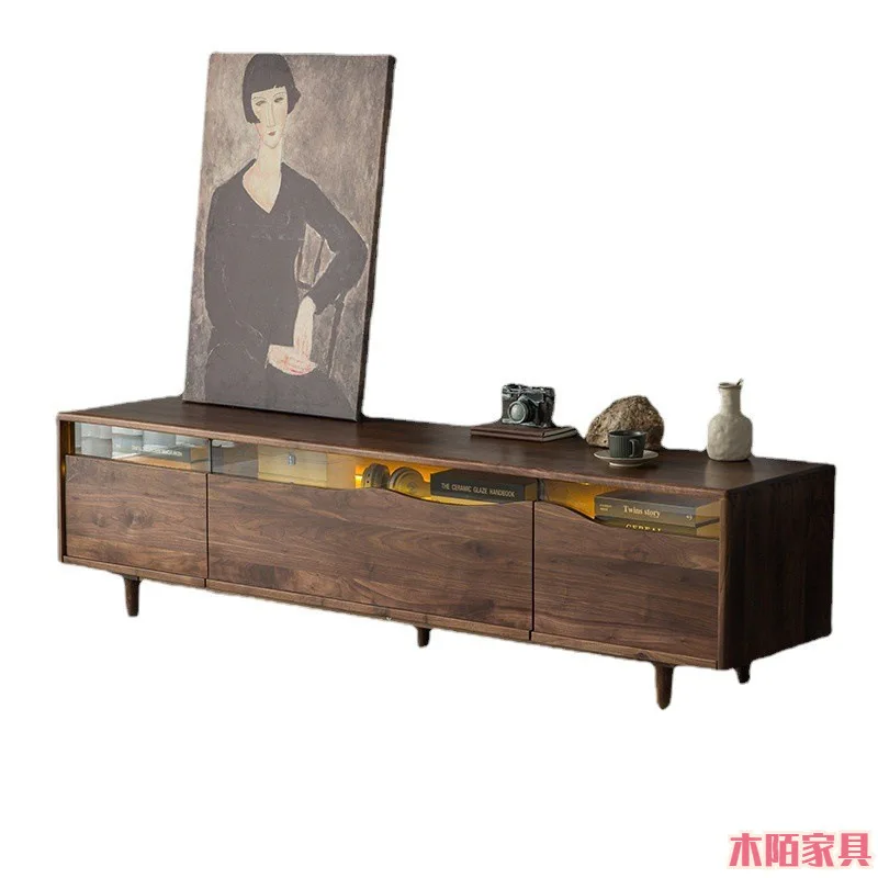 All solid wood storage cabinet North American black walnut TV cabinet Nordic modern simple creative all solid wood living room 5