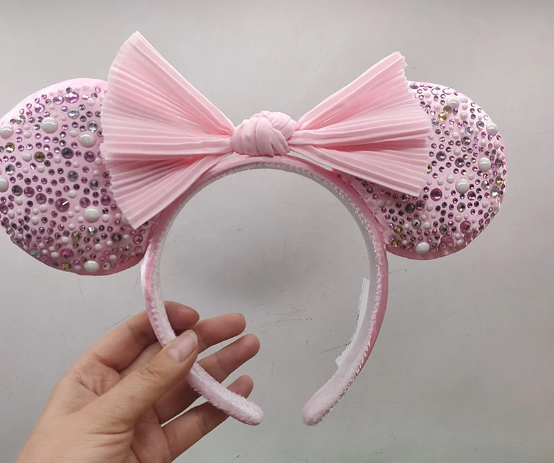 Disney Baublebar Minnie Ears Millennial Pink Bow Headband Pearl New