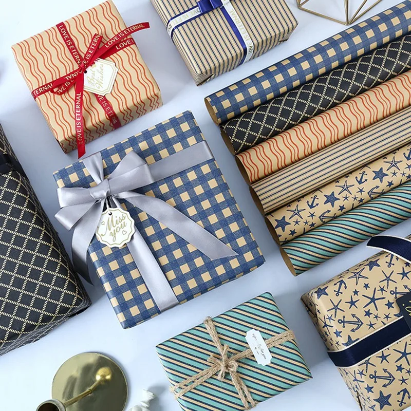 Men Birthday Gift Wrapping Kraft Paper Valentine's Day Gift Wrapping Paper Holiday DIY Suit Decoration Supplies