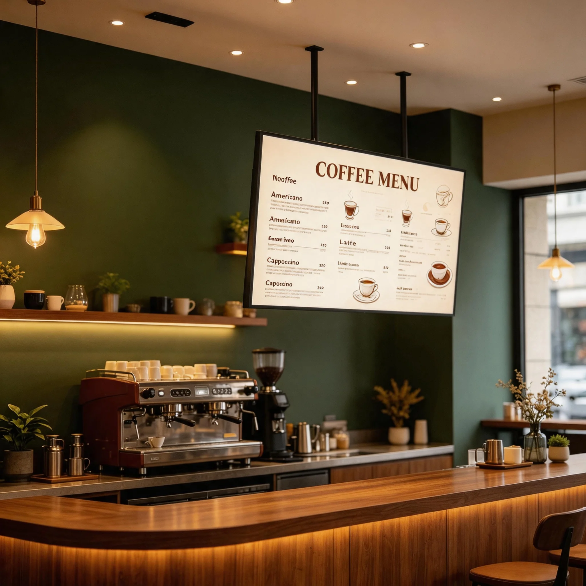 Hanging Ceiling LED Light Box Restaurant Coffee Shop Menu Display Sign Custom LED Ultra-Thin Light Box For Coffee Shop