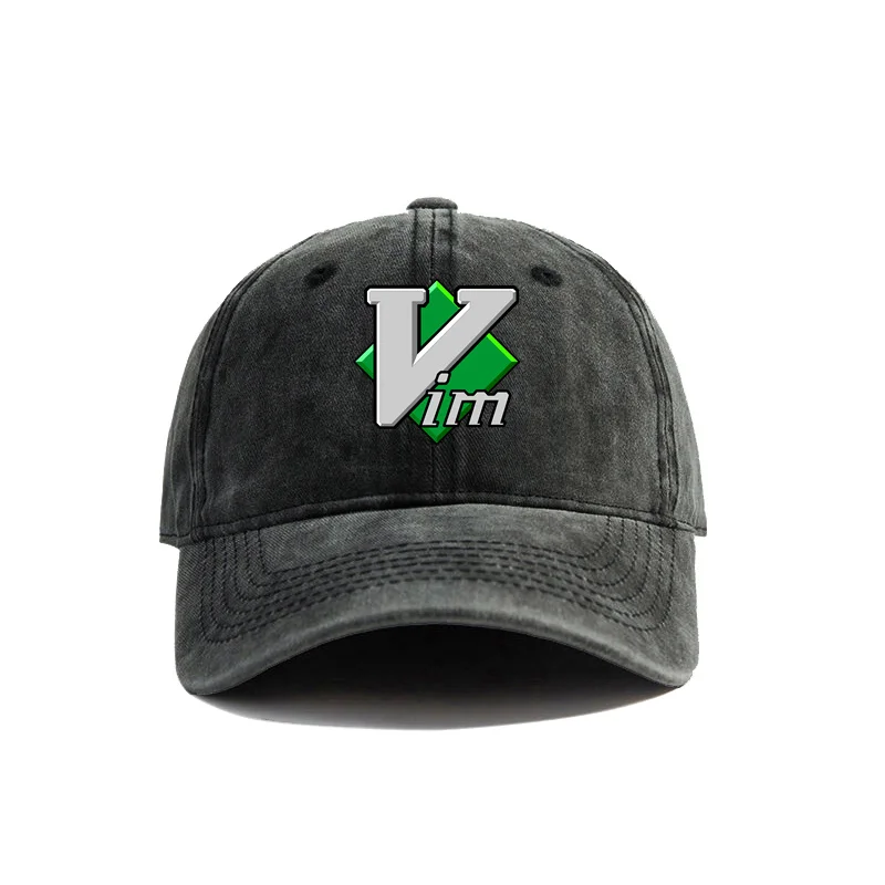 Vim Linux Distressed Baseball Cap Adult Unisex Adjustable Retro Dad Hat Summer Breathable Hats