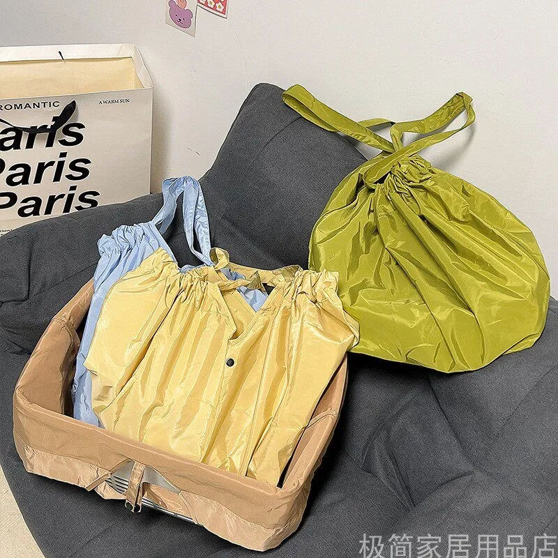 Large-Capacity Multi-Functional Eco-Friendly Foldable Shopping Bag, Shoulder Tote, Portable Drawstring Grocery Bag