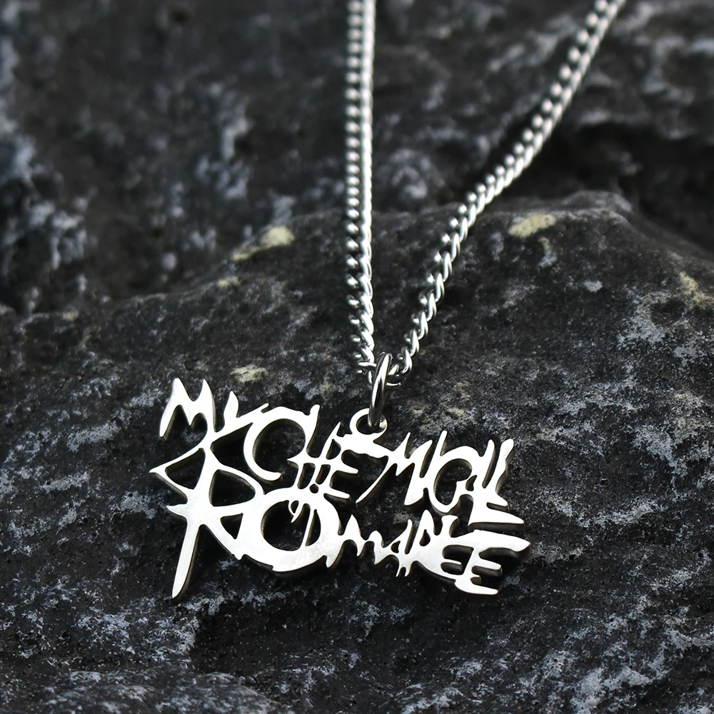 بلدي الكيميائية الرومانسية الثقيلة المعادن الشرير كسر الفولاذ المقاوم للصدأ روك مسنبل قلادة قلادة MCR المختنق مجوهرات هدية عيد الميلاد #5