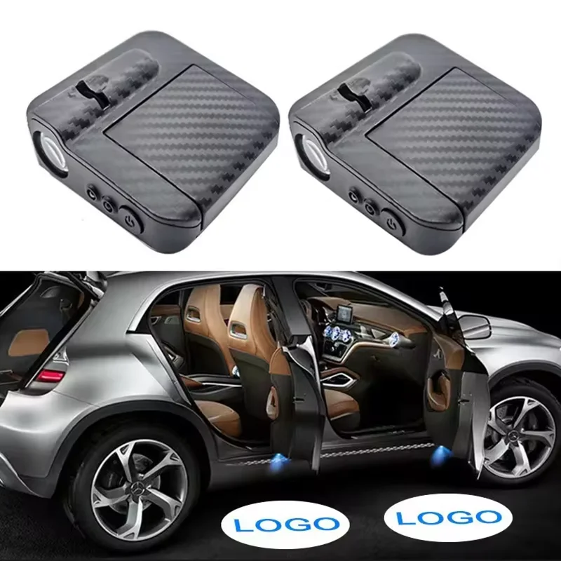 2pcs Car Door Projector LED Shadow Lights Lamp Car Accessories For Universal vehicle models Car Logo Wireless Courtesy