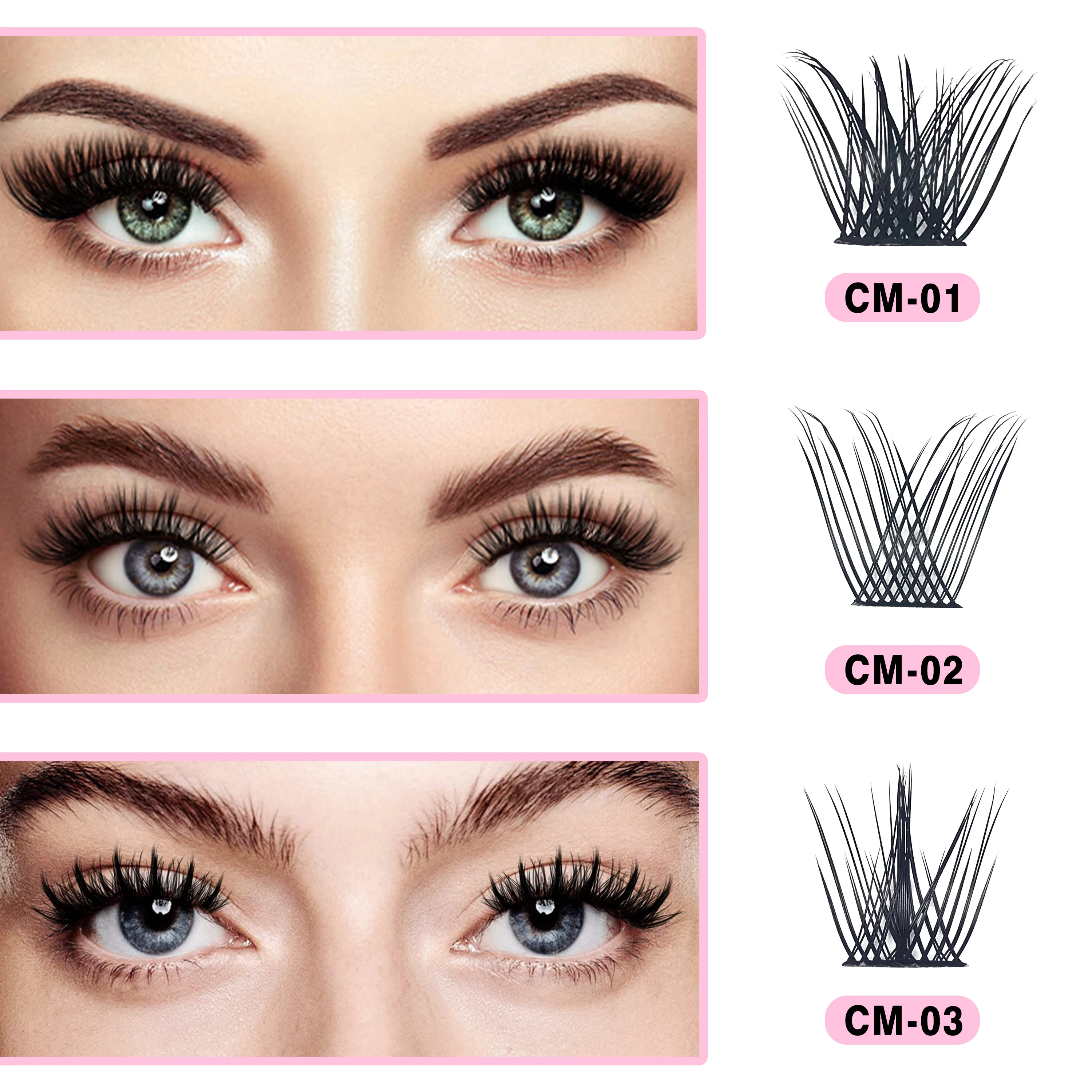 DIY 60 Cluster Lashes 3D Natural Bunch 8-18mm C/D Curl Segmented Beam Individual Faux Mink Eyelashes Bundles Makeup Supplies