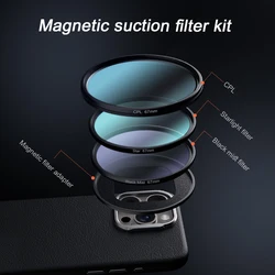 Magsafe Magnetic Phone Case 67mm Lens Filter Kit for iPhone 15 Pro Max Full Coverage Shockproof Leather Soft TPU Shockproof