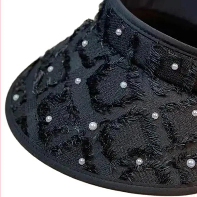 오픈 탑 태양 모자 비즈 장식 모자 야외 스포츠 모자 소녀 여행 하이킹 태양 모자 Y08E