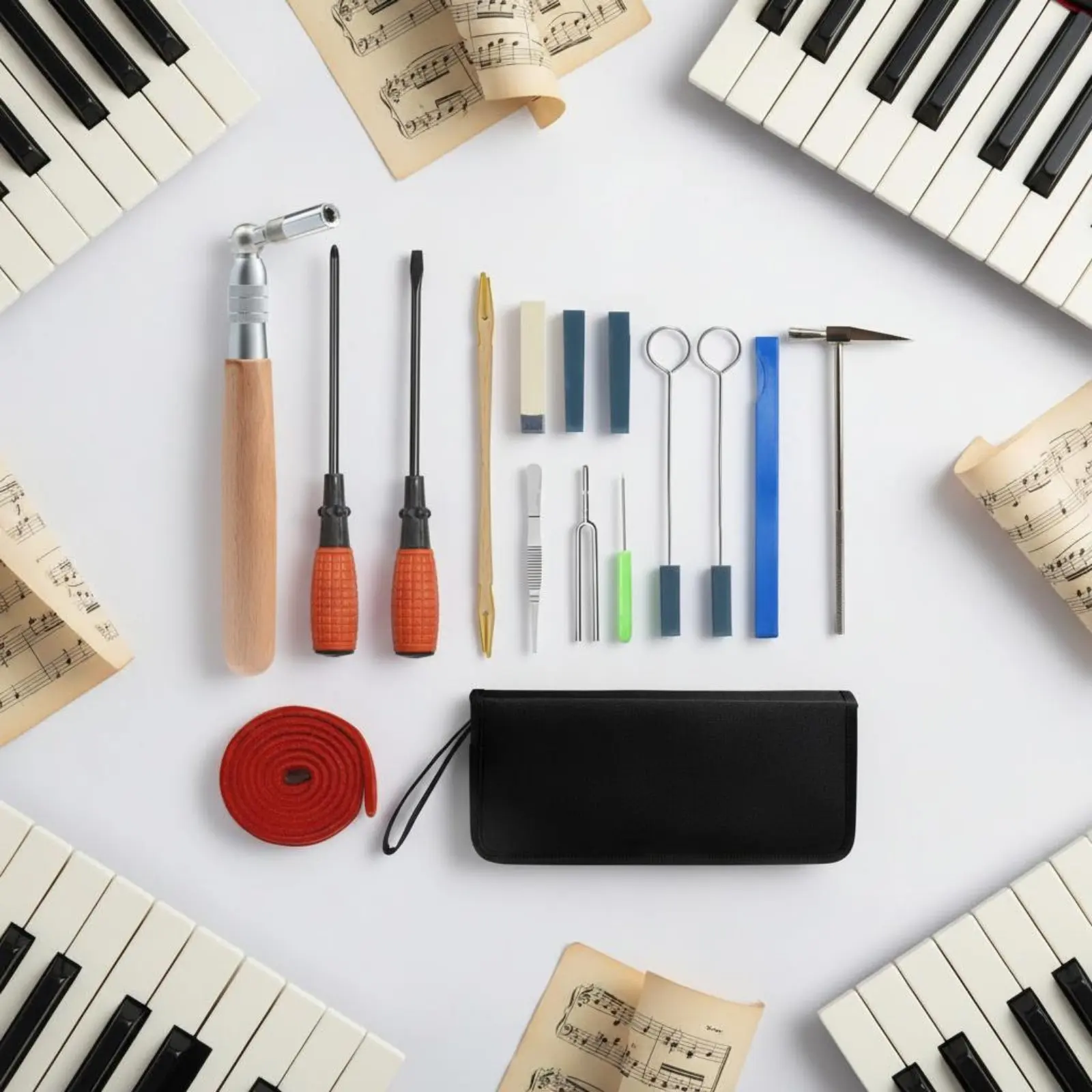 

16 Pieces Piano Tuning Tool Set Portable Piano Maintenance Toolkit for Repair Shop