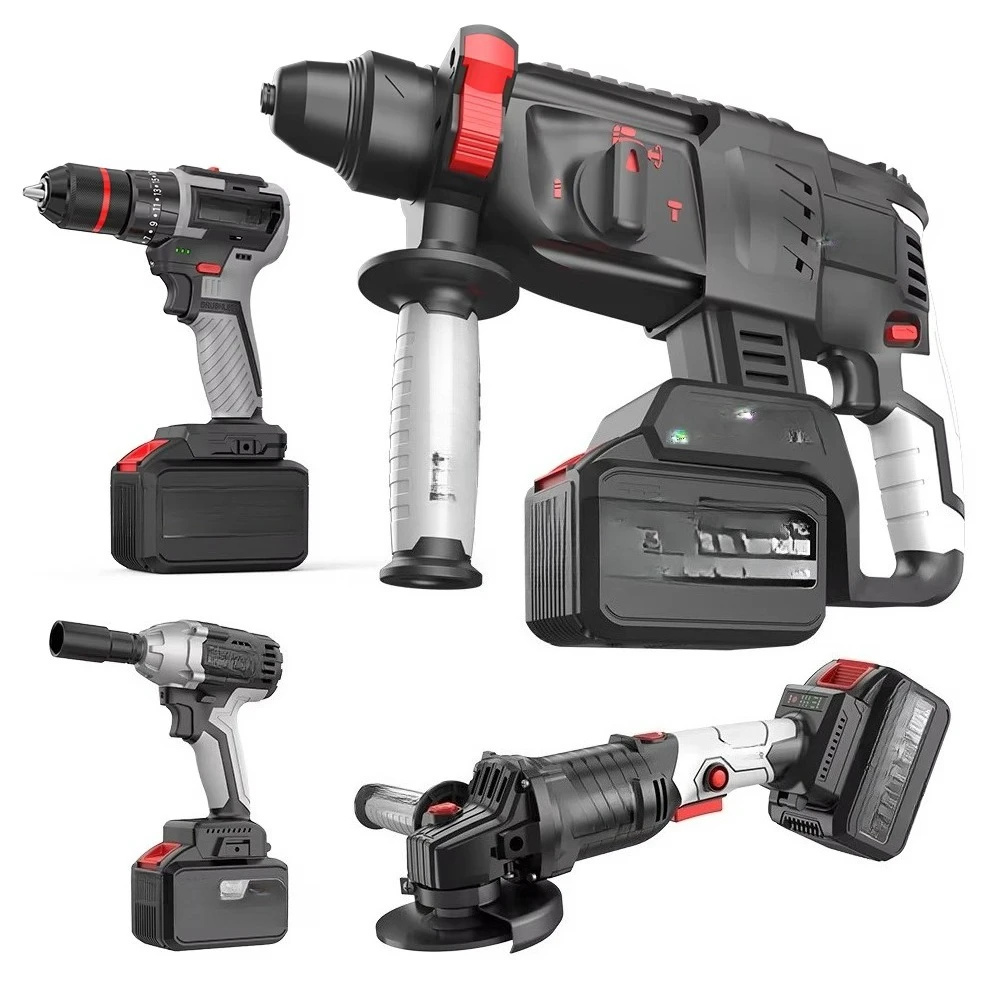 Combo Power Tools 4 Kits Tool Set 21 Volt Cordless Drills Battery DIY Power Tool Set