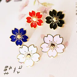 Fashion Japanese Style Beautiful Cherry Blossoms Uniform Badge Denim Tops Pin Button Flower Brooch Pins Jewelry Gift For Girl