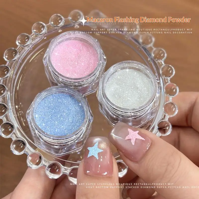 New 1 Box Macaron Pastel Nail Art Glitter Powder Super Shiny Effect Multiple Colors For DIY Nail Art Design