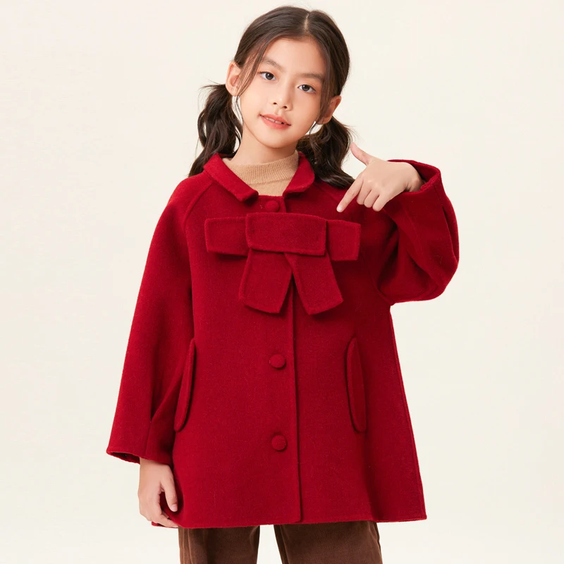 2025100% Cashmere Thick double-sided Jacket for Children's Clothing, Casual Classic, Versatile And Fashionable For Women