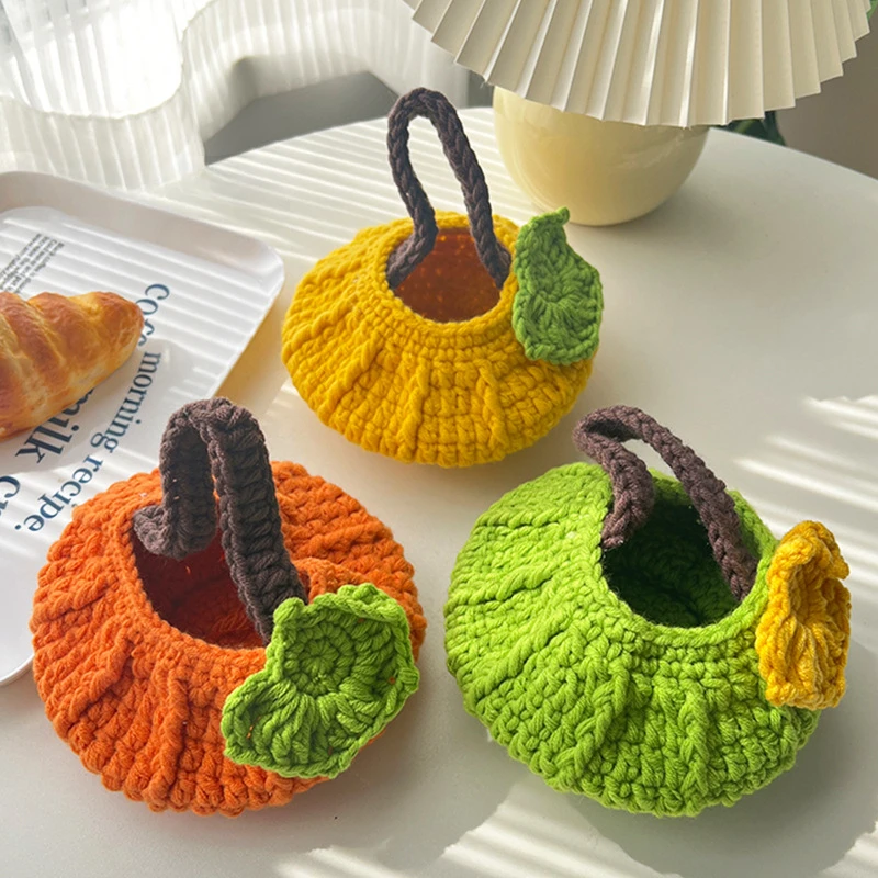 Cute Pumpkin Handbag Woolen Crochet Hook Bag Purse and Handbag Mother Kids Bags for Girl Crossbody Bags for Women Сумка Женская