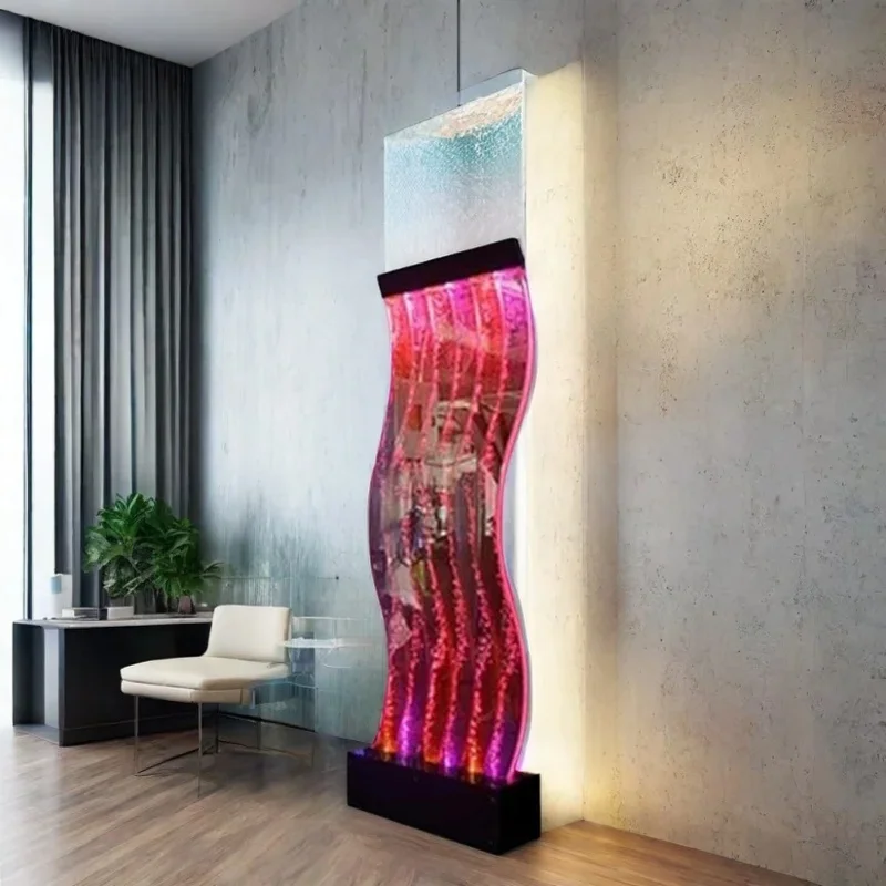 custom.Acrylic Luxurious Luminous RGB LED S-Shaped Bubble Wall High Transparency Floor/Wall Mountable Contemporary Home De