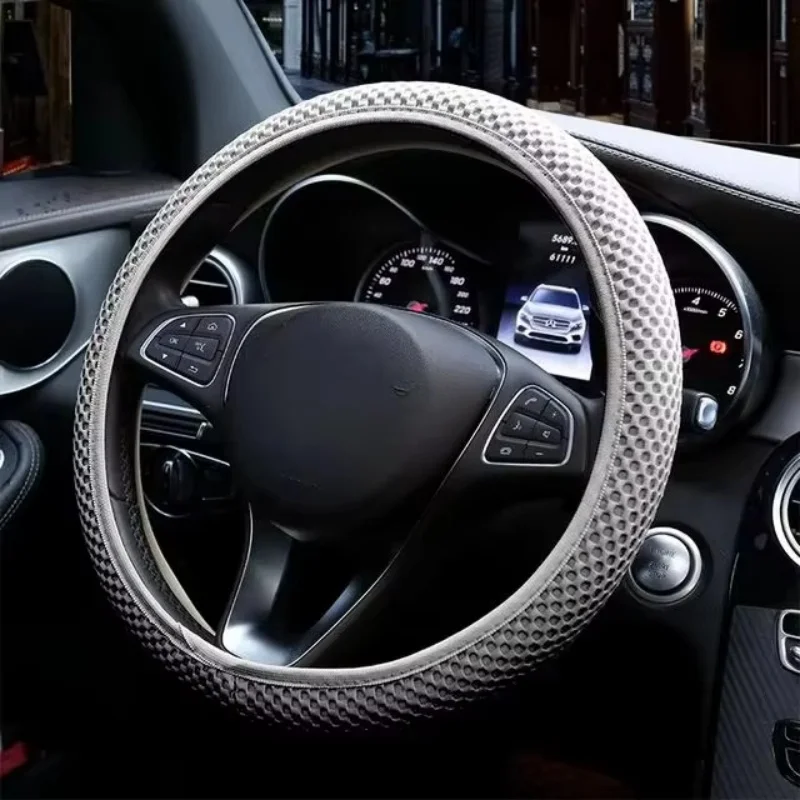 

Summer Four Seasons Breathable Massage Comfortable Mesh Cloth Car Steering Wheel Cover Car Accessories For All Cars