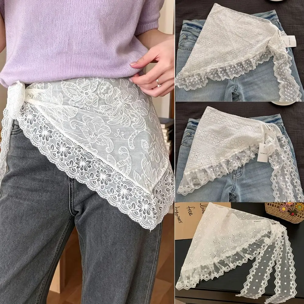 Multipurpose Lace Head Scarf Crochet Trim Lightweight Triangle Shawl Embroidered Floral Pattern Retro Lace Trim Lace Kerchief