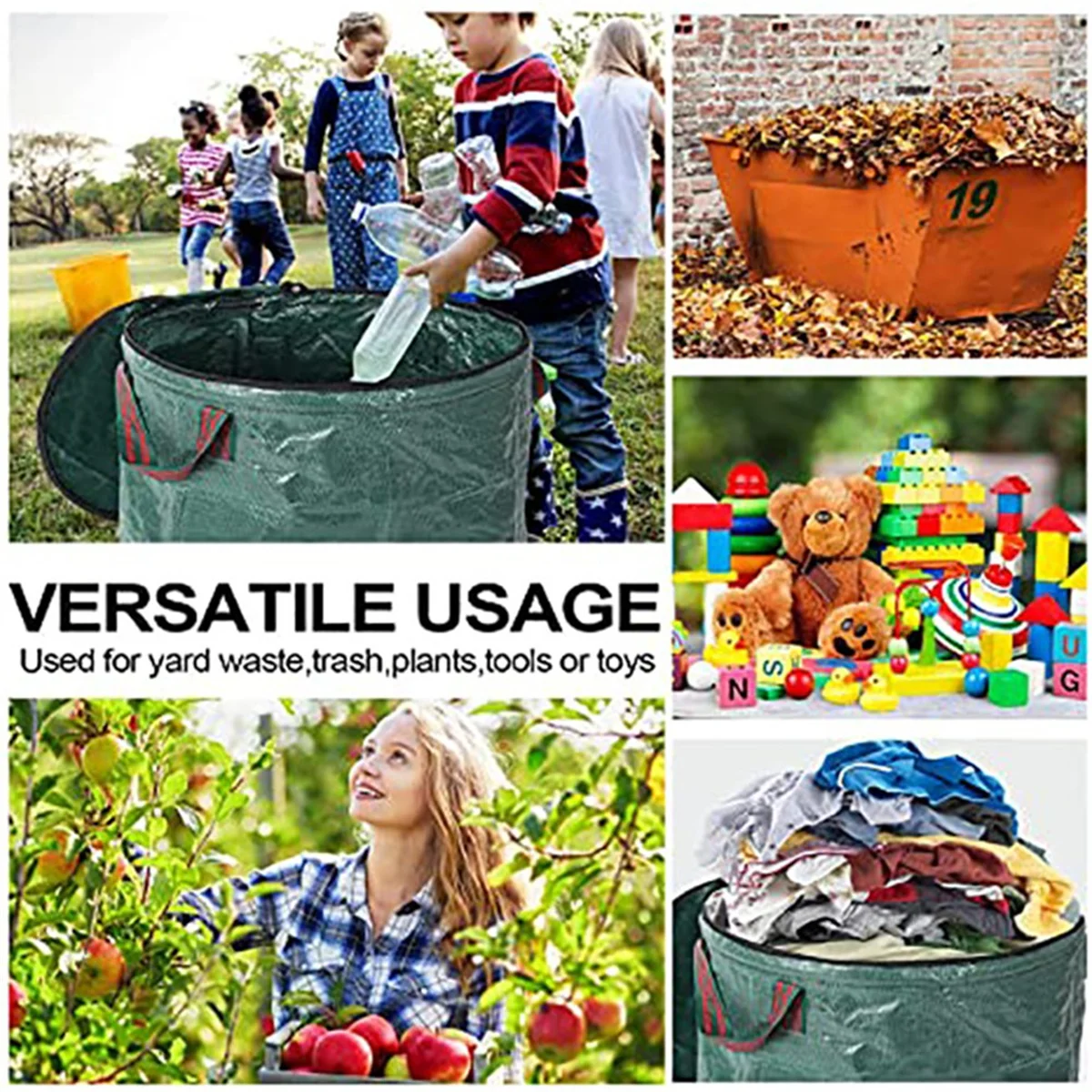 Garden Leaf Bag With Cover Garden Leaf Bag with Cover Garden Leaf Garbage Collection Bag Reusable Waste Bags Waterproof and Tear