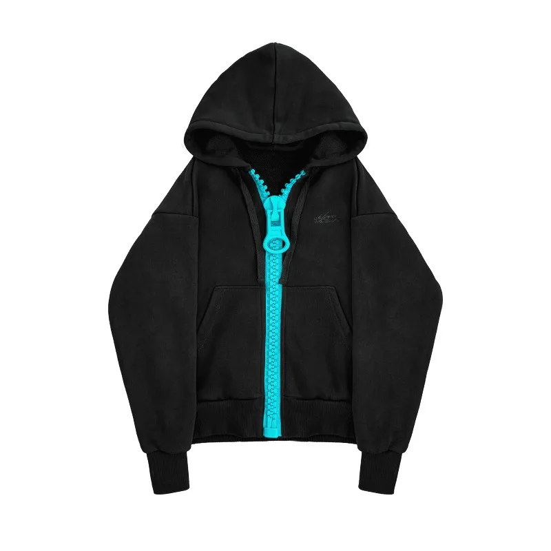 Mens Hoodie Oversized Zipper Streetwear Sweatshirt Korean Harajuku Unisex Loose Fit Couple Style Casual Fashion Hooded Jacket