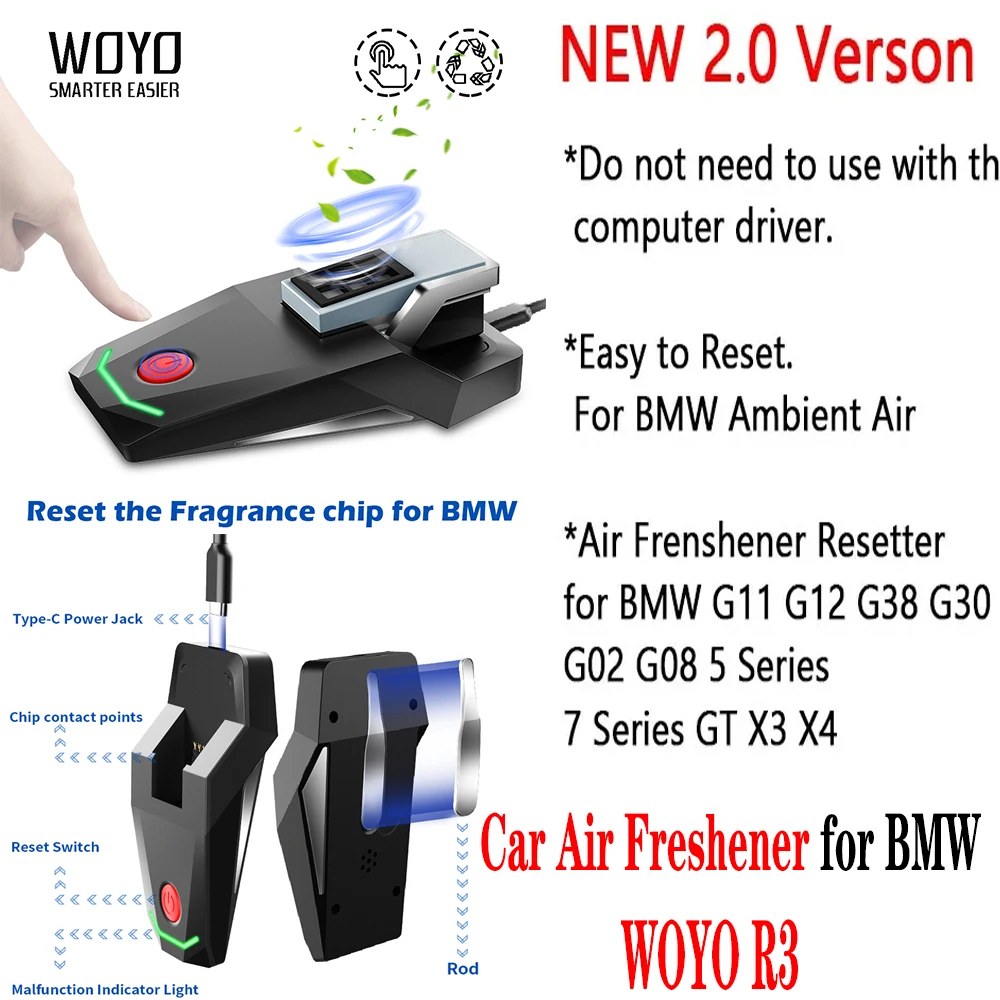 Car Air Freshener for BMW WOYO R3 Fragrance Activator for BMW Ambient Air Resetter G11 G12 G38 G30 5 7 Series X3-X7 Accessories