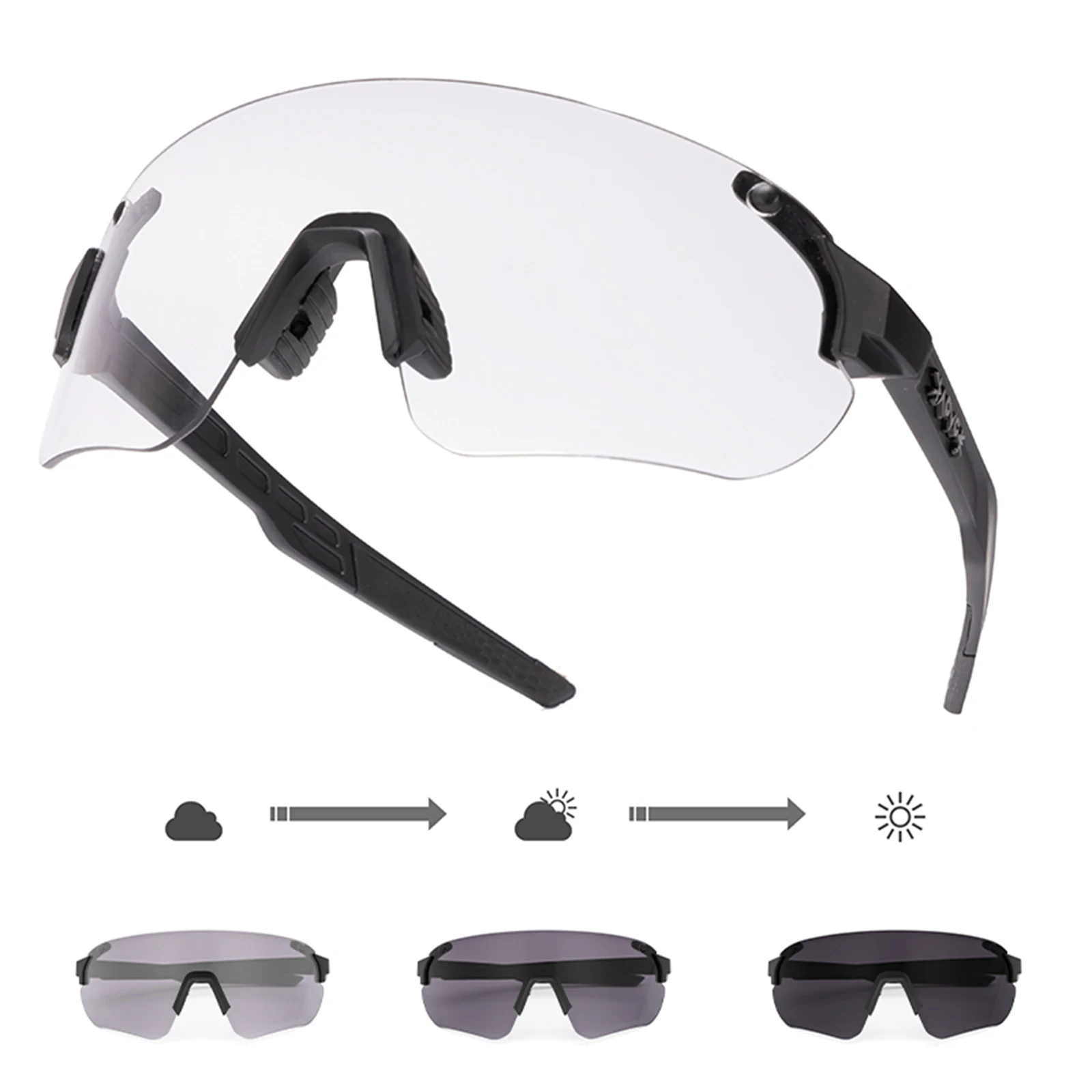 Kapvoe Photochrome Wanderbrille, Radfahren, Sonnenbrille, randlos, Fahrrad, Outdoor, Straße, MTB, Sport, für Männer und Frauen, UV400