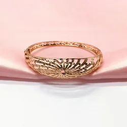 585 Purple Gold hollow out Fashion charm bracelet for women Plated 14k Rose Gold Exquisite Shining bangles Banquet Jewelry