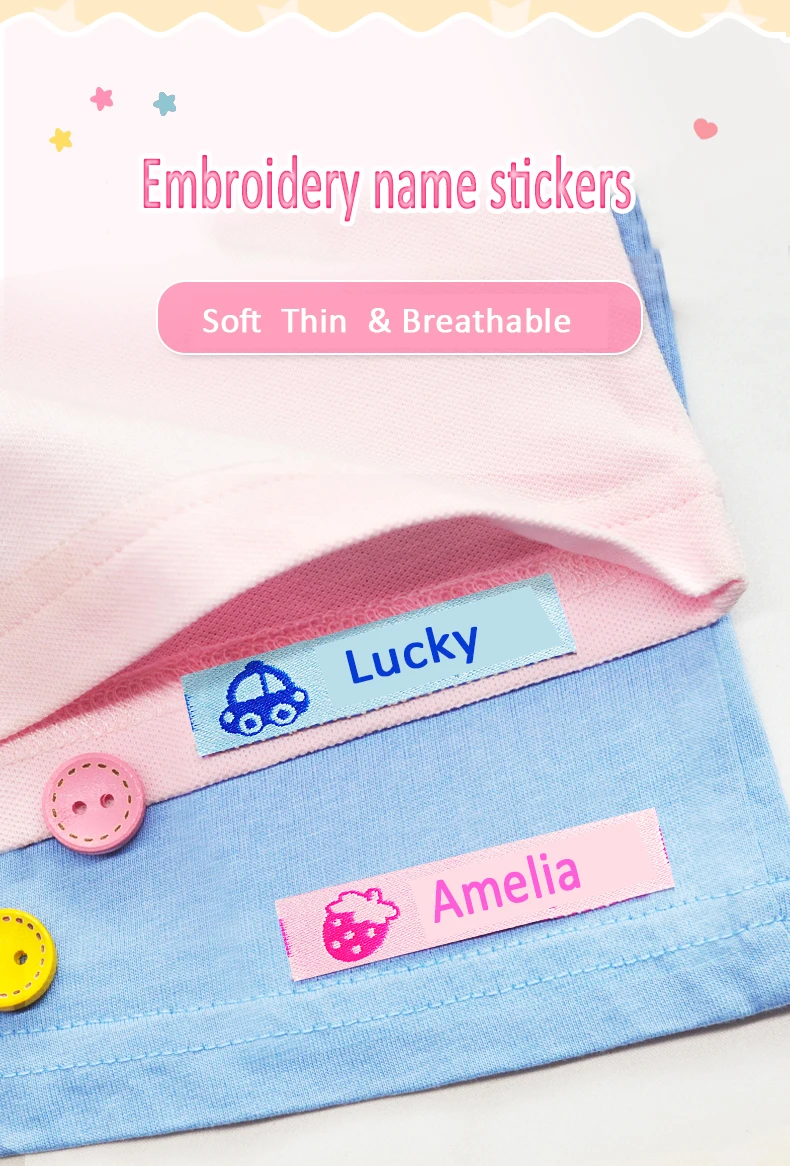 Custom Embroidery Sewing Name Tag Stickers On Cloth Embroidered Name Lable Sewable For Children\'s School Uniform Kids Quilt