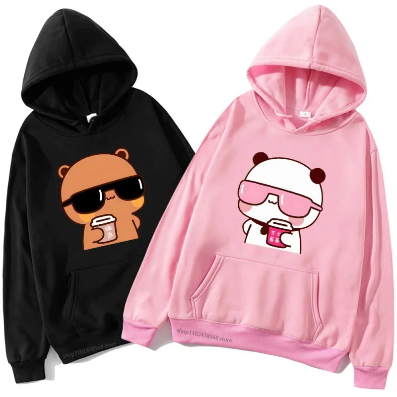 

Couple Hoodies Bubu Is Watching Movie With Dudu Plus Size Sweatshirt Cartoon Kawaii Print Pullover Harajuku Men Women Sudaderas