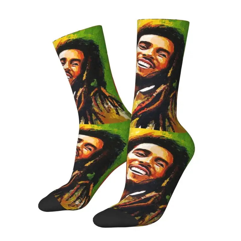 Custom Jamaica Reggae Rock Bob Marley Men Women Crew Socks Unisex Kawaii Spring Summer Autumn Winter Dress Socks