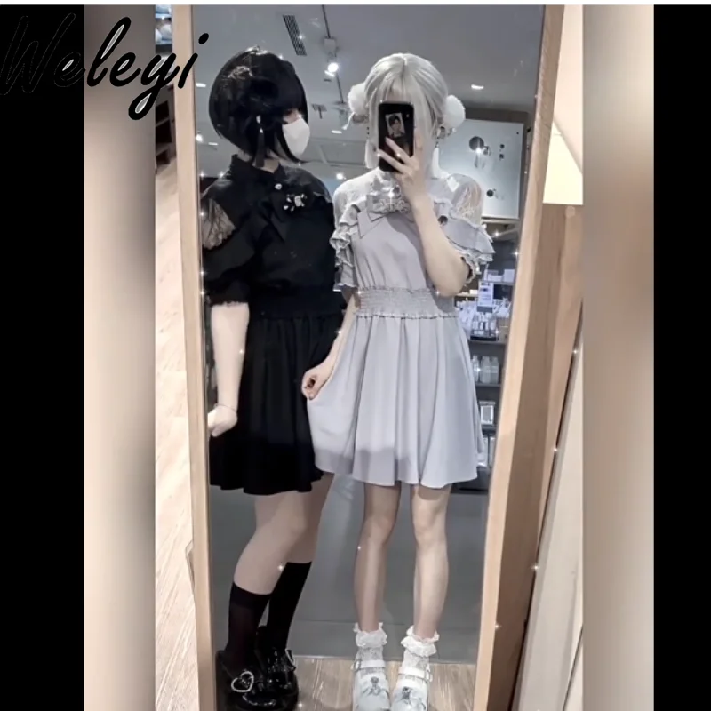 

Lolita Mine Series Mass-Produced Girl Dress for Women 2024 Summer New Original Chinese Style Off-Shoulder Short Sleeve Dresses