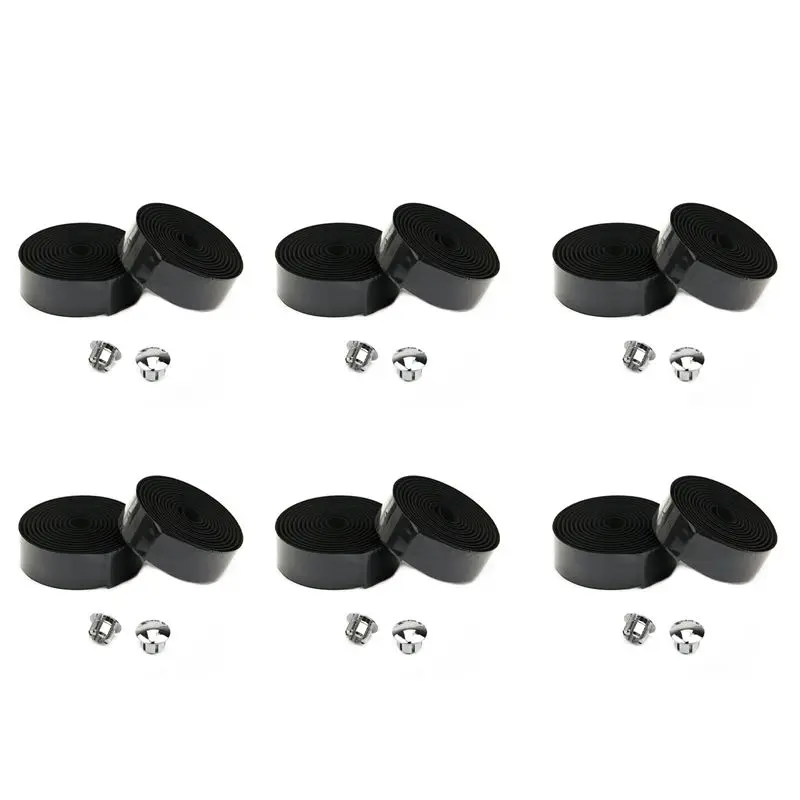 A99I-12X Road Bike Bicycle Cork Handlebar Bar Grip Wrap Tape + 12 Bar Plugs-Black