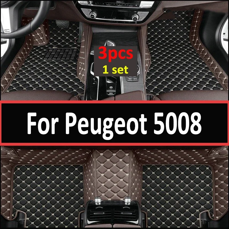 

Автомобильные коврики для Peugeot 5008 P87 2017 ~ 2023, роскошный кожаный коврик на 7 мест, универсальные водонепроницаемые аксессуары Cocho