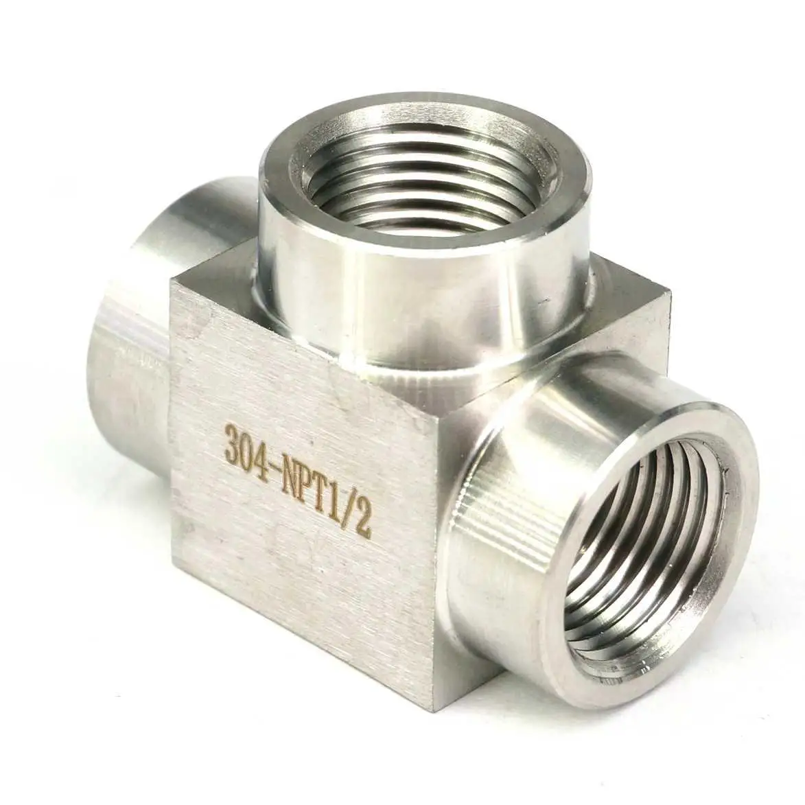 

1/2" NPT Female Pressure 3500psi 304 Stainless Steel Tee 3 Way Pipe Fitting Water Gas Oil