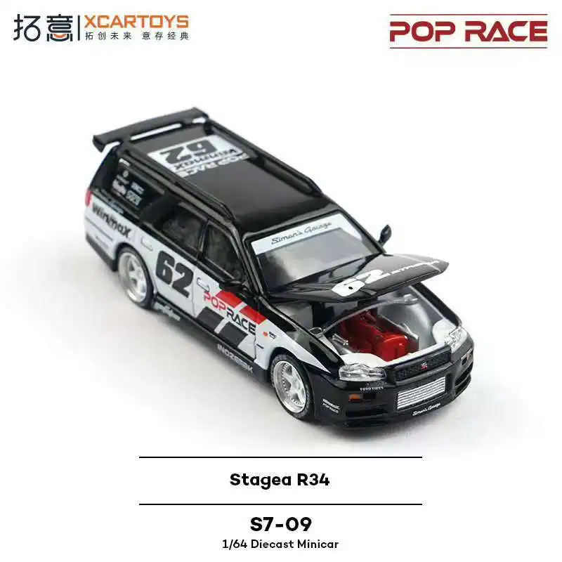 POPRACE 1/64 Stagea R34 alliage jouet véhicule à moteur moulé sous pression en métal modèle cadeaux