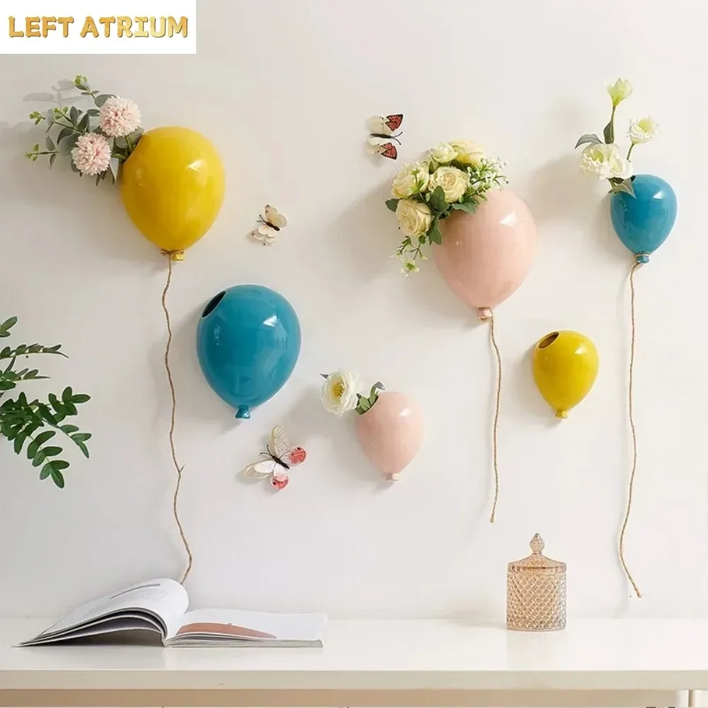 Wall-mounted Ceramic Vase Balloon Vase Creative Flower Arrangement Accessories Living Room Home Decoration Wall Decoration