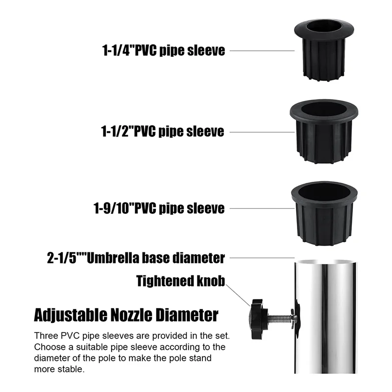 A04I Umbrella Pole Mount Stand Tube Set, Outdoor Parasol Base Holder Insert Pipe Sleeve, for Outside Garden Backyard Balcony image 5