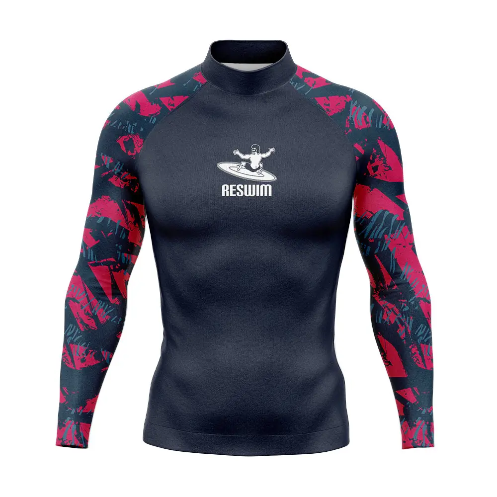 Men's Rash Guard Surfing Diving Swimwear Long Sleeve T-shirt Swim UPF 50+ Swimsuit Tops Uv Swimming Tight Surf Shirt Gym Clothes