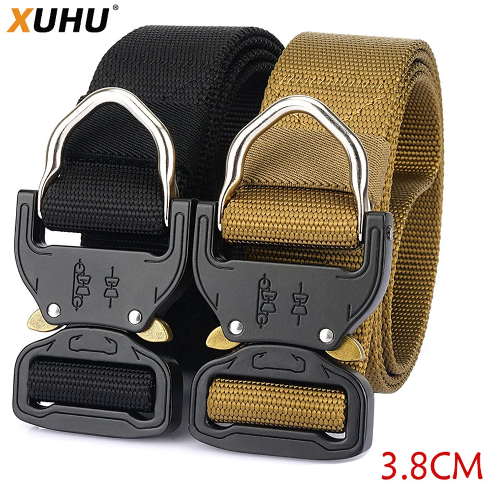 XUHU 1.5 inch Army Tactical Belt Quick Release Military Airsoft Training Molle Heavy Duty Outdoor Shooting Hiking Hunting Belt