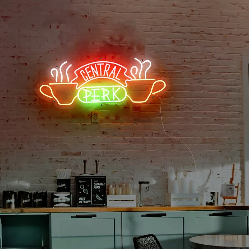 Central Perk Neon Signs Led   Light for Bar Pub Club Home Wall Hanging Flex Neon Lights Wedding Home Party Decor