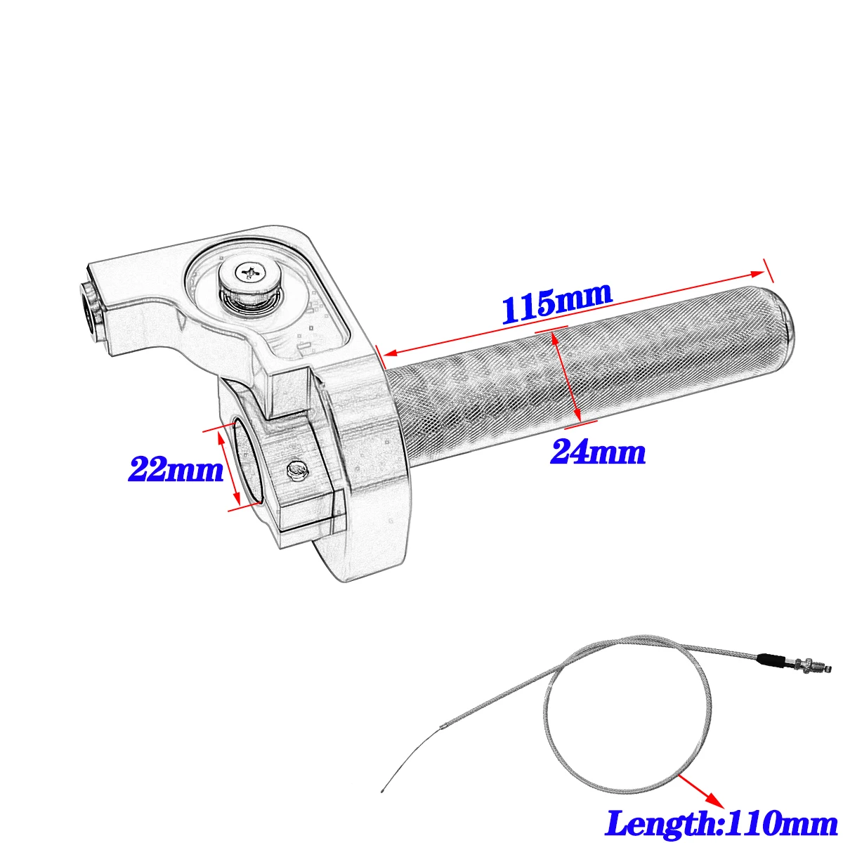 Motorcycle Visual 1/4 Quick Turn Throttle Grips Settle & Twist Gas Throttle Handle + 1100MM Throttle Cable Dirt Pit Bike Motocro