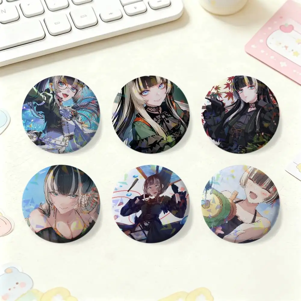 Virtual Idols J-Juufuutei Raden 2pcs Laser Badge Round Exquisite Brooches Creative Pins For Clothes Hat Accessories