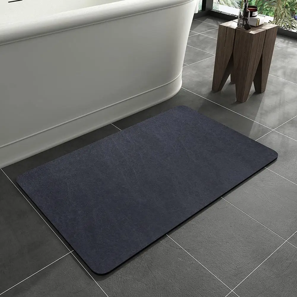 Suede Finish Bath Mat Quick-drying Diatom Mud Bathroom Floor Mat Absorbent Anti-slip Easy to Clean Carpet for Bath Shower Sink