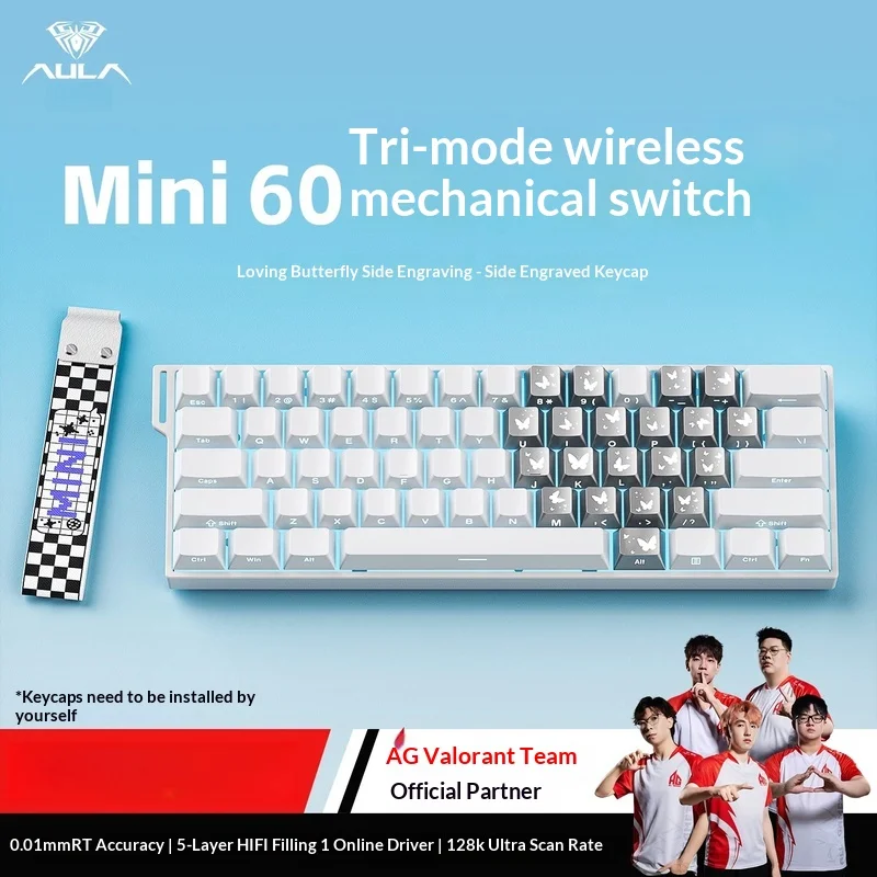 

Aula Pink Mini 60 Magnetic Switch Mechanical Keyboard Tri Mode 2.4g Bluetooth Wired Rgb Backlit For E Sports Fps Cs Gaming