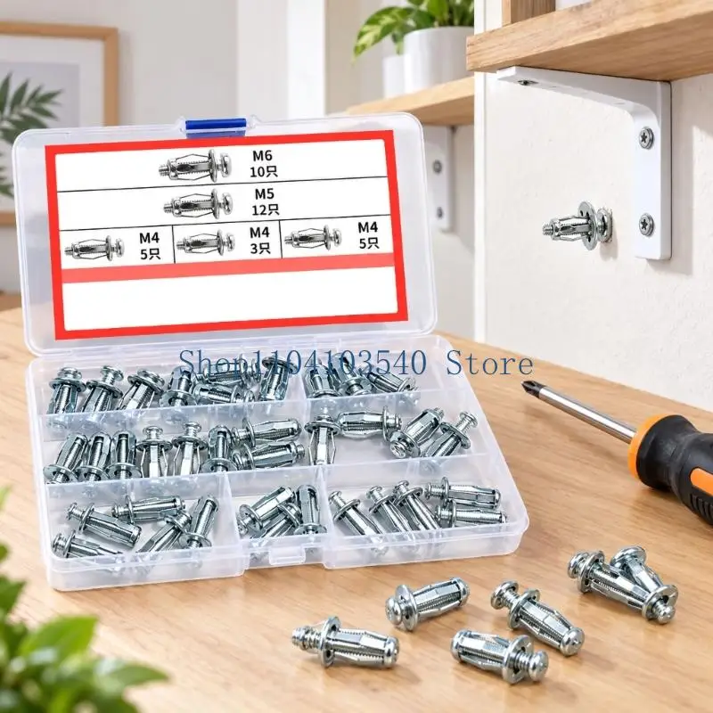 02DC Flower Expansion Fasteners and Screws with Expanding Sleeves for Home Hardware Installation and Furniture Repair Work