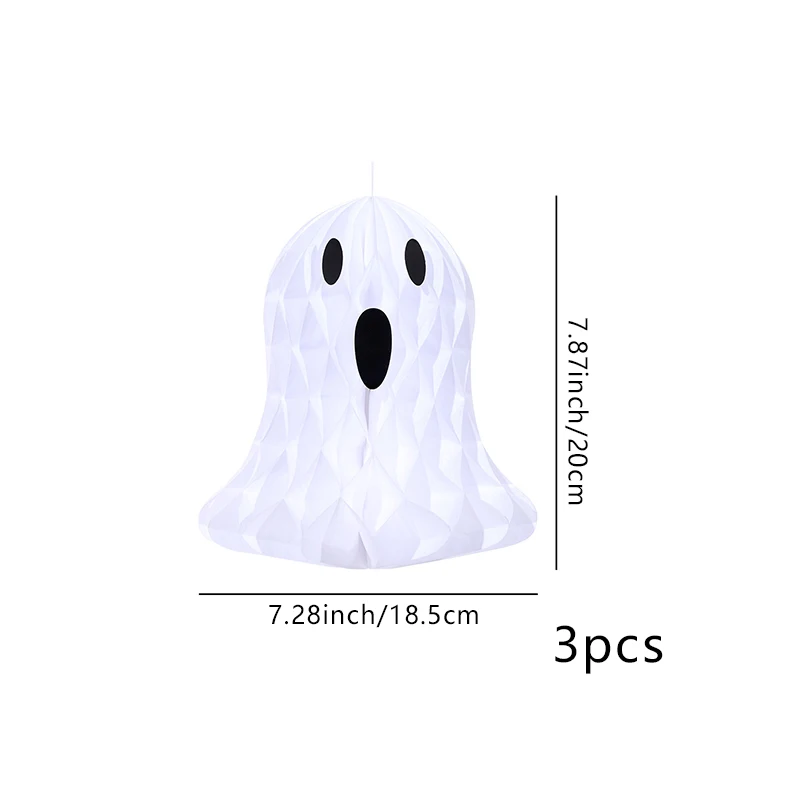 3er-Pack weiße Geister-Wabendekoration, perfekt für Geburtstags- und Halloween-Partys – Detail 2