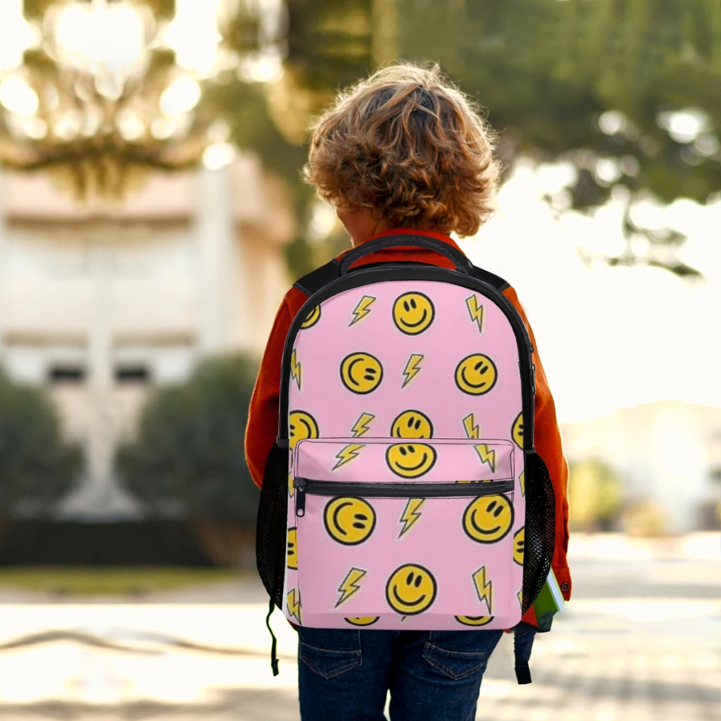 Preppy, rosa, mochila escolar para meninos mochila de estudante de grande capacidade mochila de estudante do ensino médio de desenho animado 17 polegadas