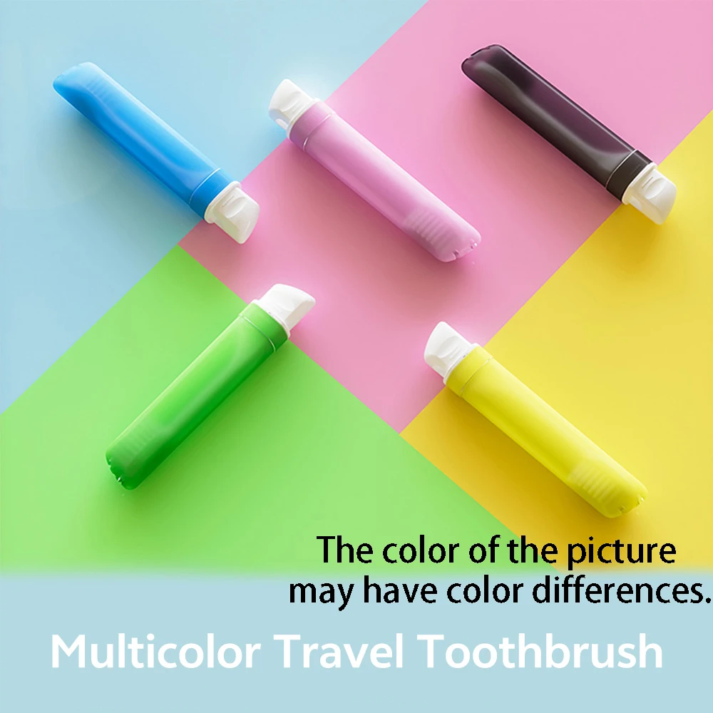 Mini Foldable Travel Toothbrush - Portable Adult Dental Brush with Transparent Candy Colors