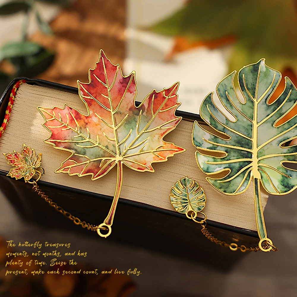 Leaf bookmark retro exquisite high-end feeling Ginkgo leaf metal leaf vein book clip cultural and creative souvenir