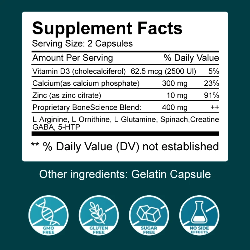 Alxfresh Height Growth Supplement With Vitamins and Calcium Zinc Improves Bone Strength Natural Capsules Promotes GrowthImmunity